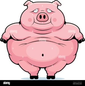 Ein-gluckliches-cartoon-fettes-schwein-stehen-und-lacheln-auf-den-lippen-ewnayw-297x300 in 